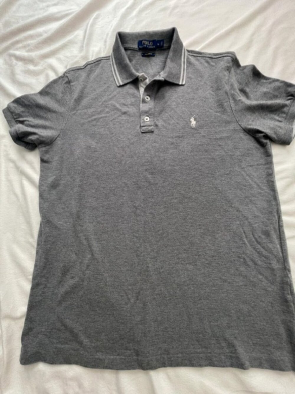 Polo Ralph Lauren Men's Short Sleeve Custom Fit Shirt, Gray, Size L